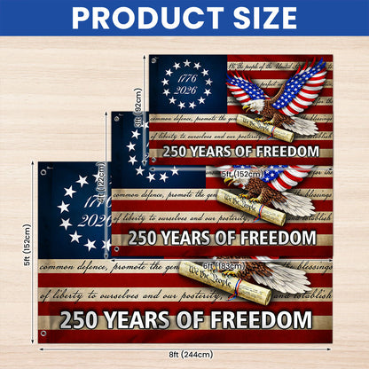 250 Years of Freedom Flag, We The People Patriotic 1776 2026 Grommet Flag