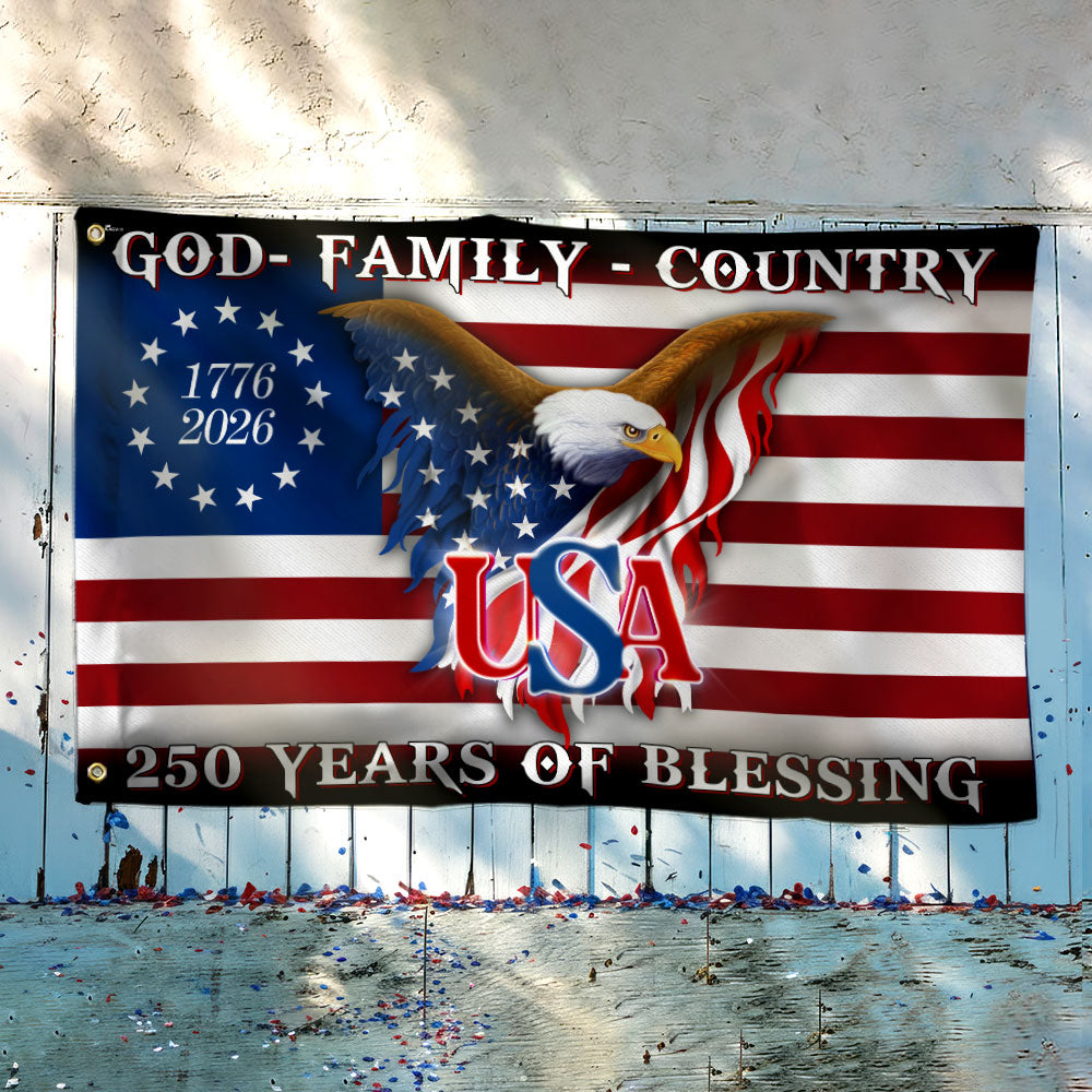 Betsy Ross 250 Years of Blessing 1776 2026 USA Patriotic Grommet Flag