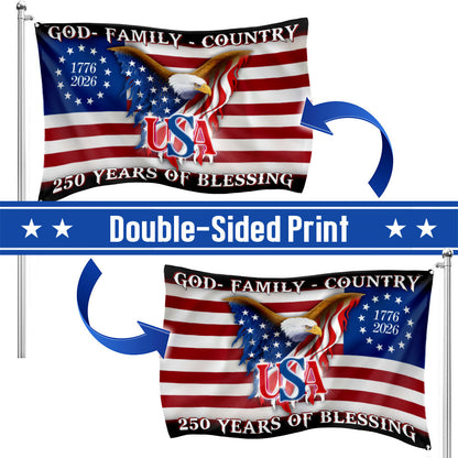 Betsy Ross 250 Years of Blessing 1776 2026 USA Patriotic Grommet Flag
