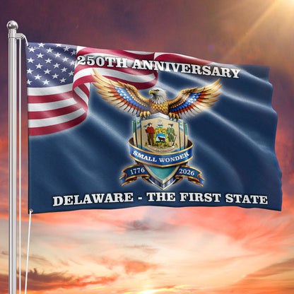 250 Years USA The First State Grommet Flag, Delaware Small Wonder Patriotic Decor