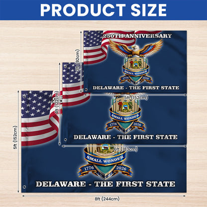 250 Years USA The First State Grommet Flag, Delaware Small Wonder Patriotic Decor