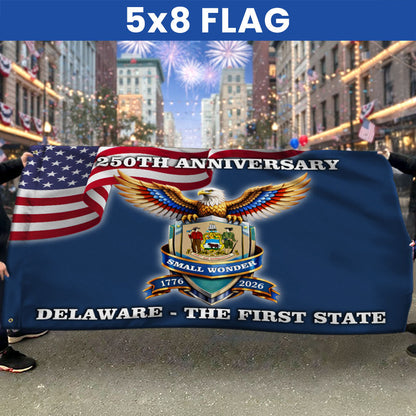 250 Years USA The First State Grommet Flag, Delaware Small Wonder Patriotic Decor
