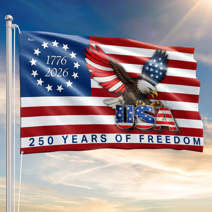 250 Years of Freedom American Patriot Flag, Betsy Ross 1776 2026 Grommet Flag