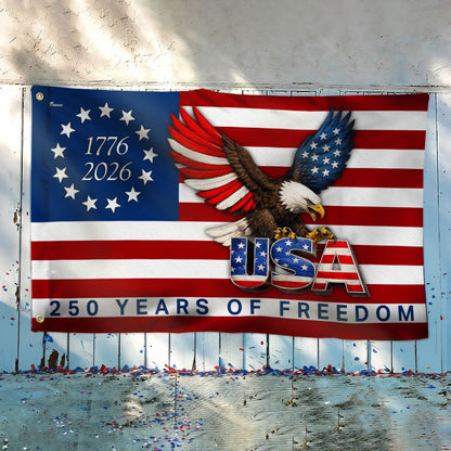 250 Years of Freedom American Patriot Flag, Betsy Ross 1776 2026 Grommet Flag