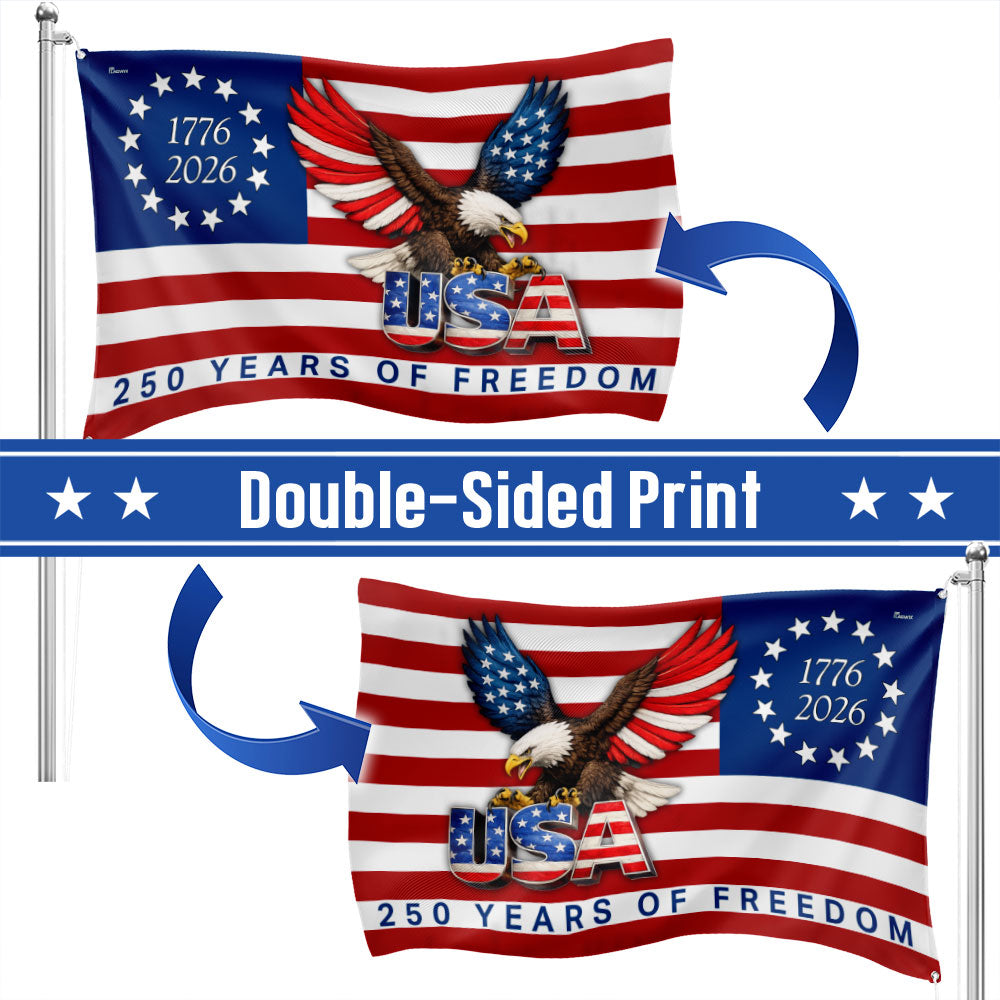 250 Years of Freedom American Patriot Flag, Betsy Ross 1776 2026 Grommet Flag