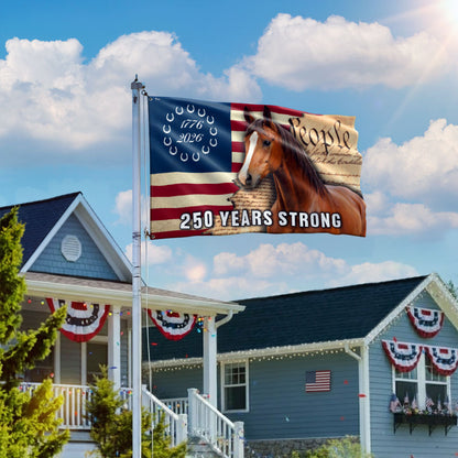 250 Years Strong American Horse Flag, Patriotic Horse Ranch 1776 2026 Grommet Flag