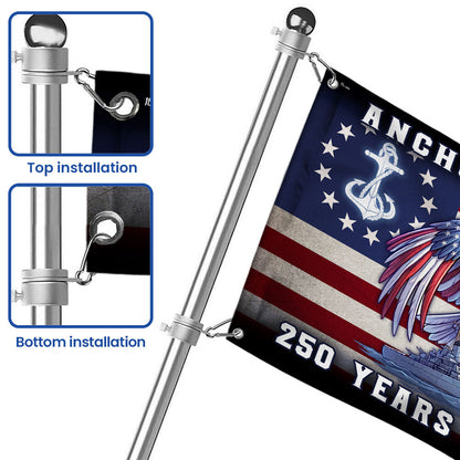 America Navy Flag, 250 Years of Freedom Anchored in Pride Patriotic Grommet Flag