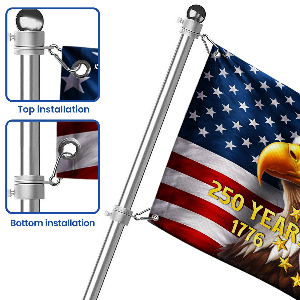 250 Years of Freedom American Flag, Patriotic Bald Eagle 1776 2026 Grommet Flag