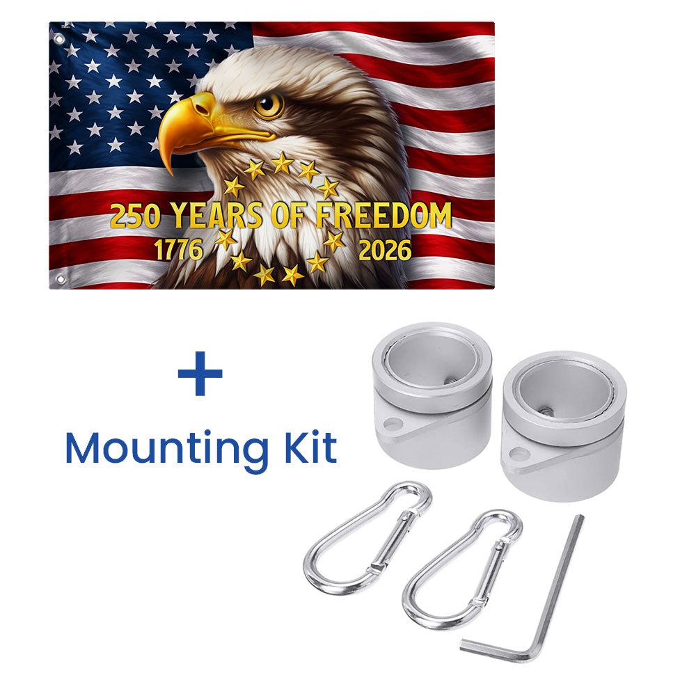 250 Years of Freedom American Flag, Patriotic Bald Eagle 1776 2026 Grommet Flag
