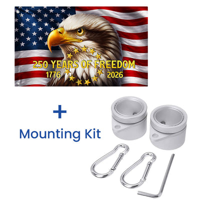 250 Years of Freedom American Flag, Patriotic Bald Eagle 1776 2026 Grommet Flag