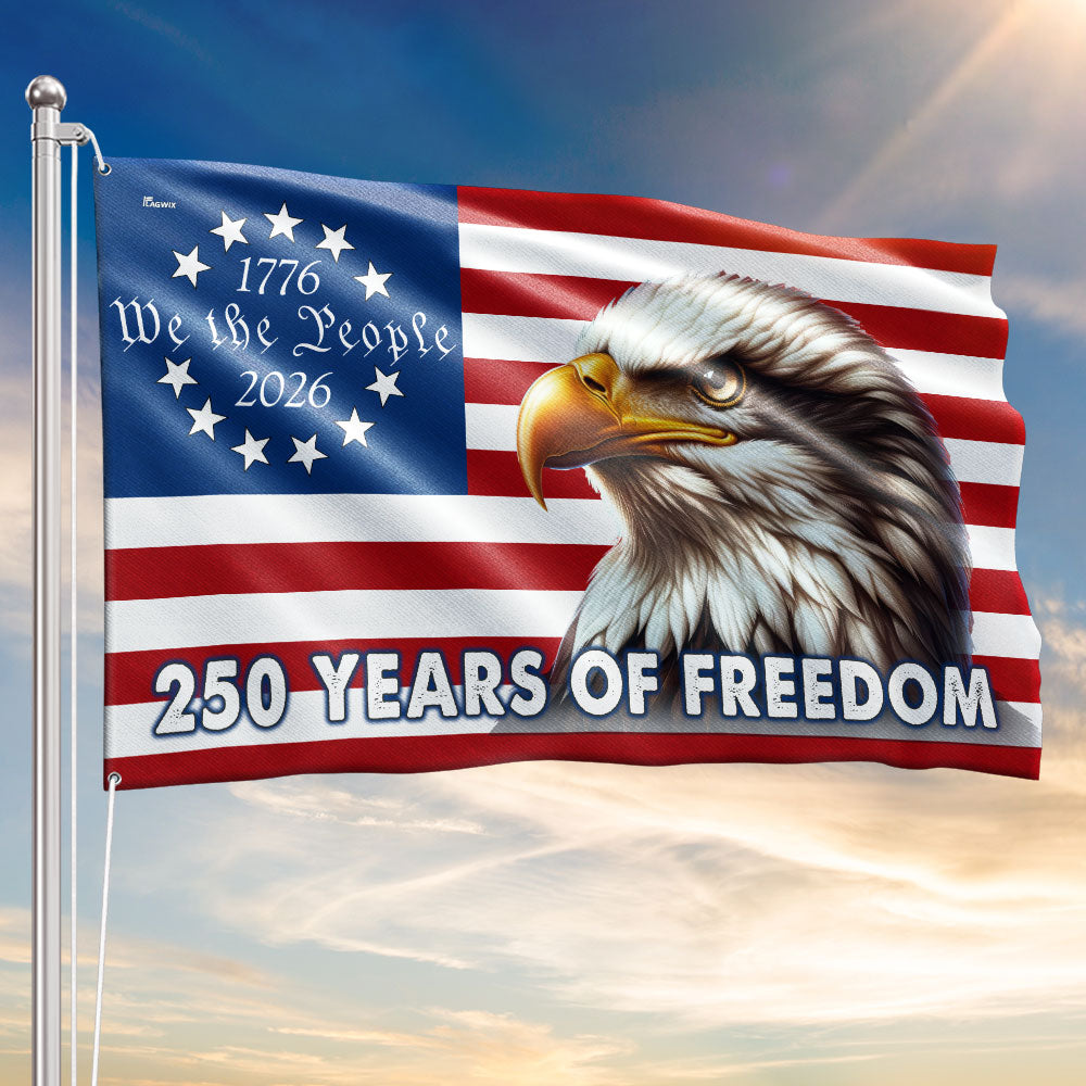 Patriotic 250 Years of Freedom, We The People 1776 2026 American Grommet Flag