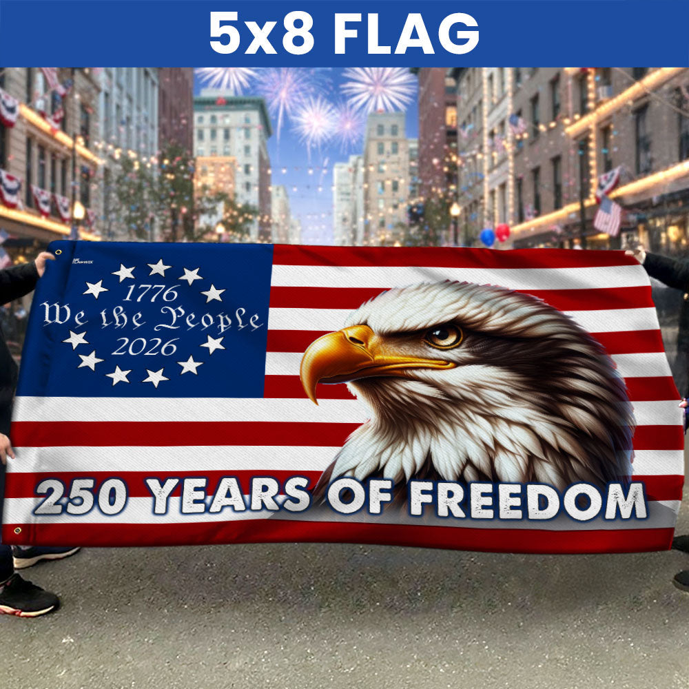 Patriotic 250 Years of Freedom, We The People 1776 2026 American Grommet Flag