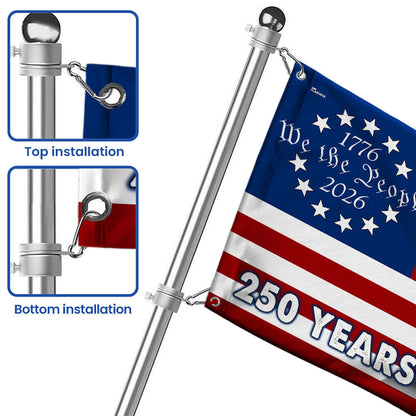 Patriotic 250 Years of Freedom, We The People 1776 2026 American Grommet Flag