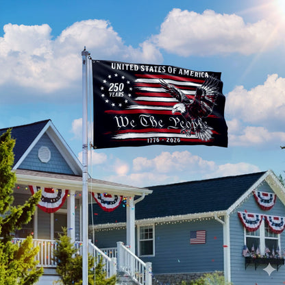 250 Years of America Decor, 1776 2026 We The People Patriotic Grommet Flag