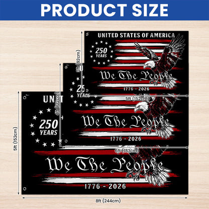 250 Years of America Decor, 1776 2026 We The People Patriotic Grommet Flag