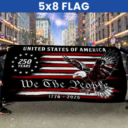 250 Years of America Decor, 1776 2026 We The People Patriotic Grommet Flag