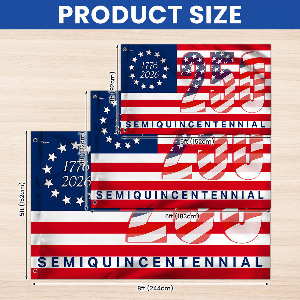 1776 2026 Patriotic Grommet Flag for 250th of America 3-Day Shipping