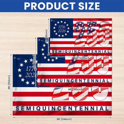 1776 2026 Patriotic Grommet Flag for 250th of America 3-Day Shipping