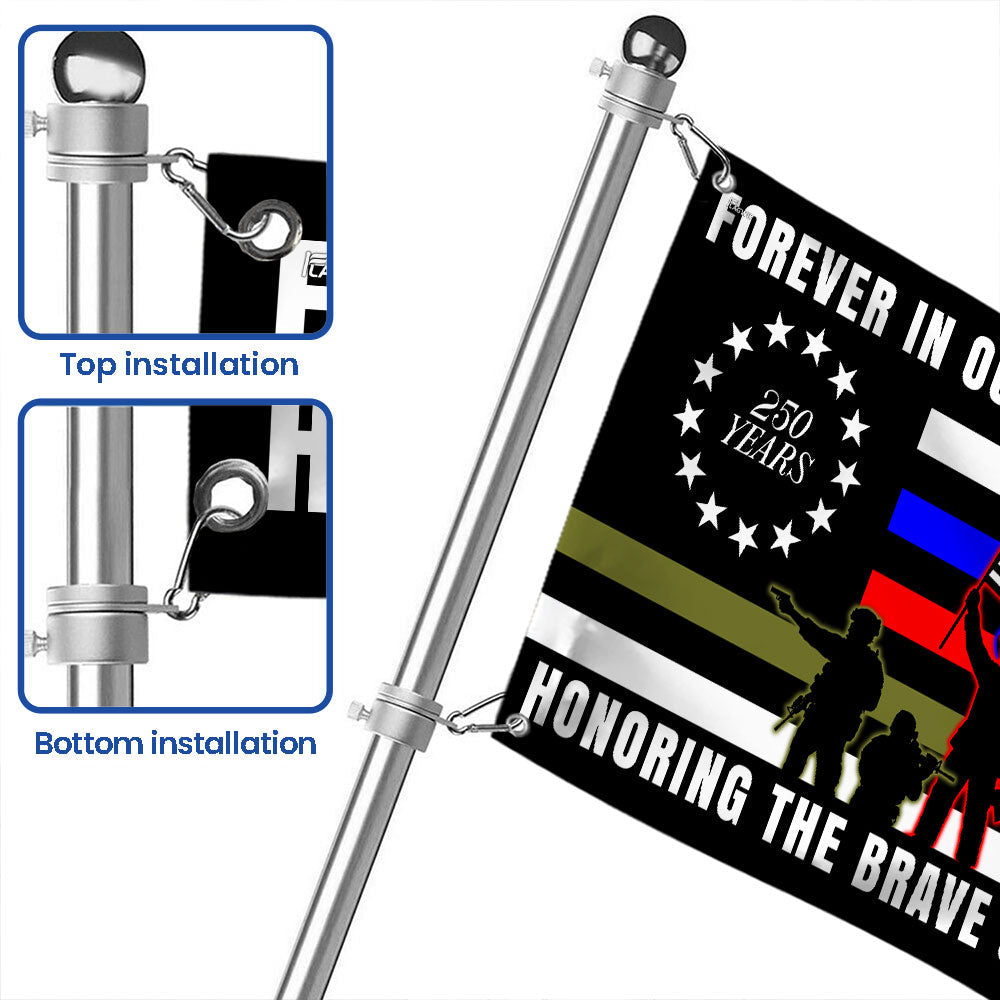 Forever in Our Heart 250 Years Flag | Military Grommet Flag for Veterans Day
