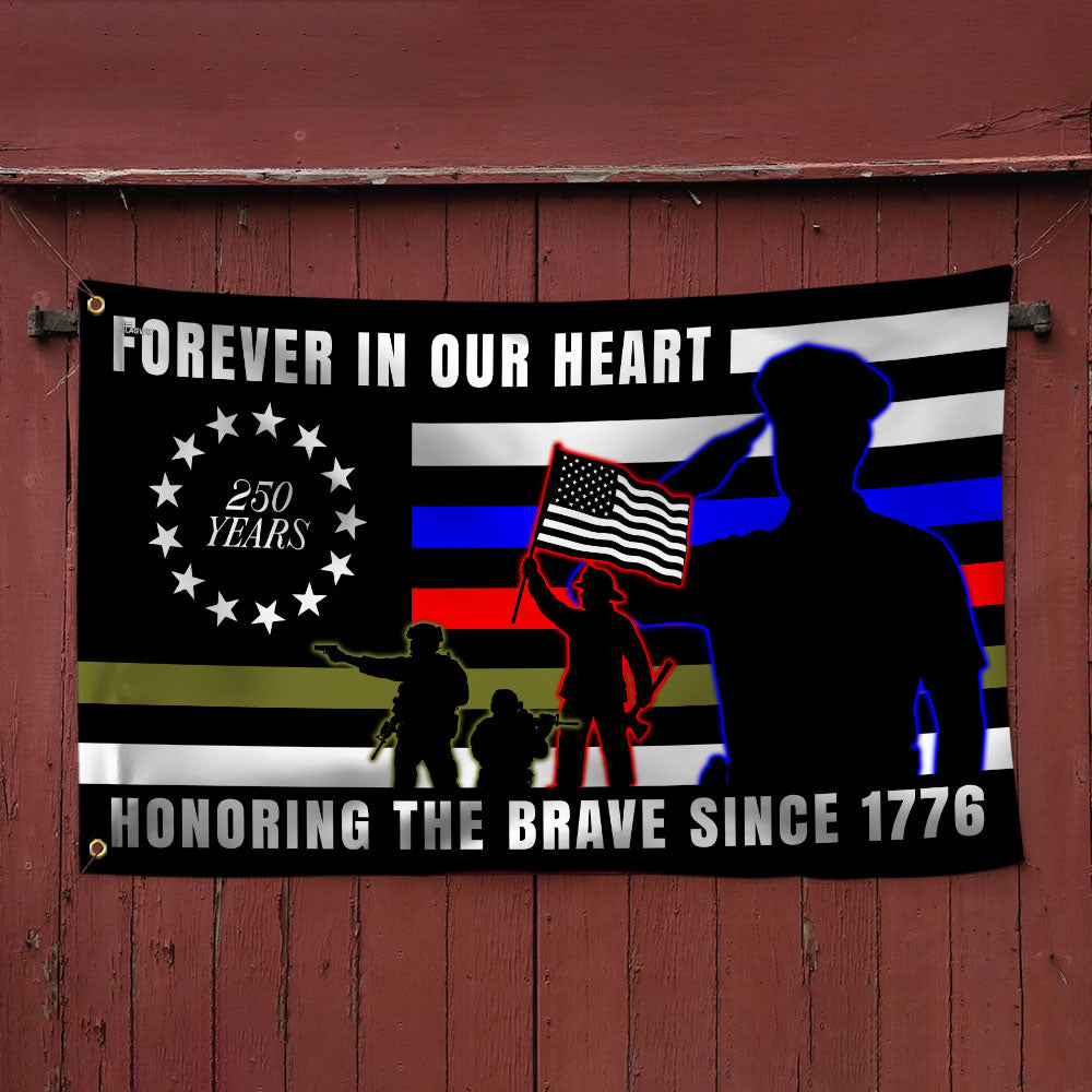 Forever in Our Heart 250 Years Flag | Military Grommet Flag for Veterans Day