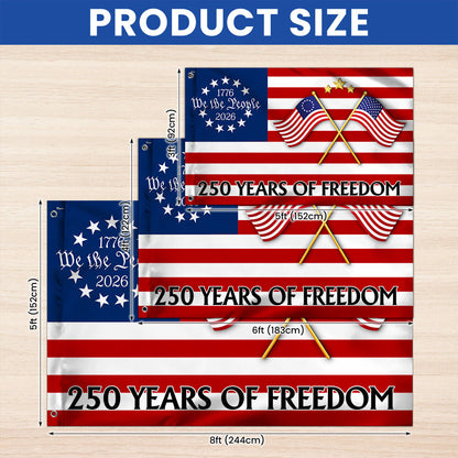 250 Years of Freedom Flag, 250th Anniversary Semiquincentennial American Grommet Flag