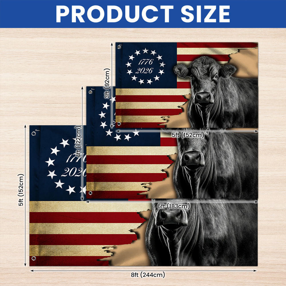 1776 2026 Black Angus Cattle Proud Farmer Farm Life Grommet Flag
