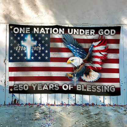 250 Years of Blessing American Grommet Flag, One Nation Under God Eagle Cross Decoration