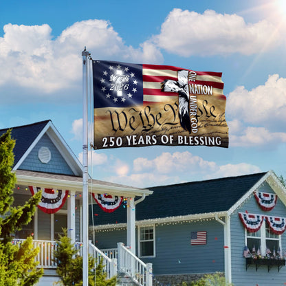 250 Years of Blessing Grommet Flag, 1776 2026 Patriotic Eagle with Cross Decor