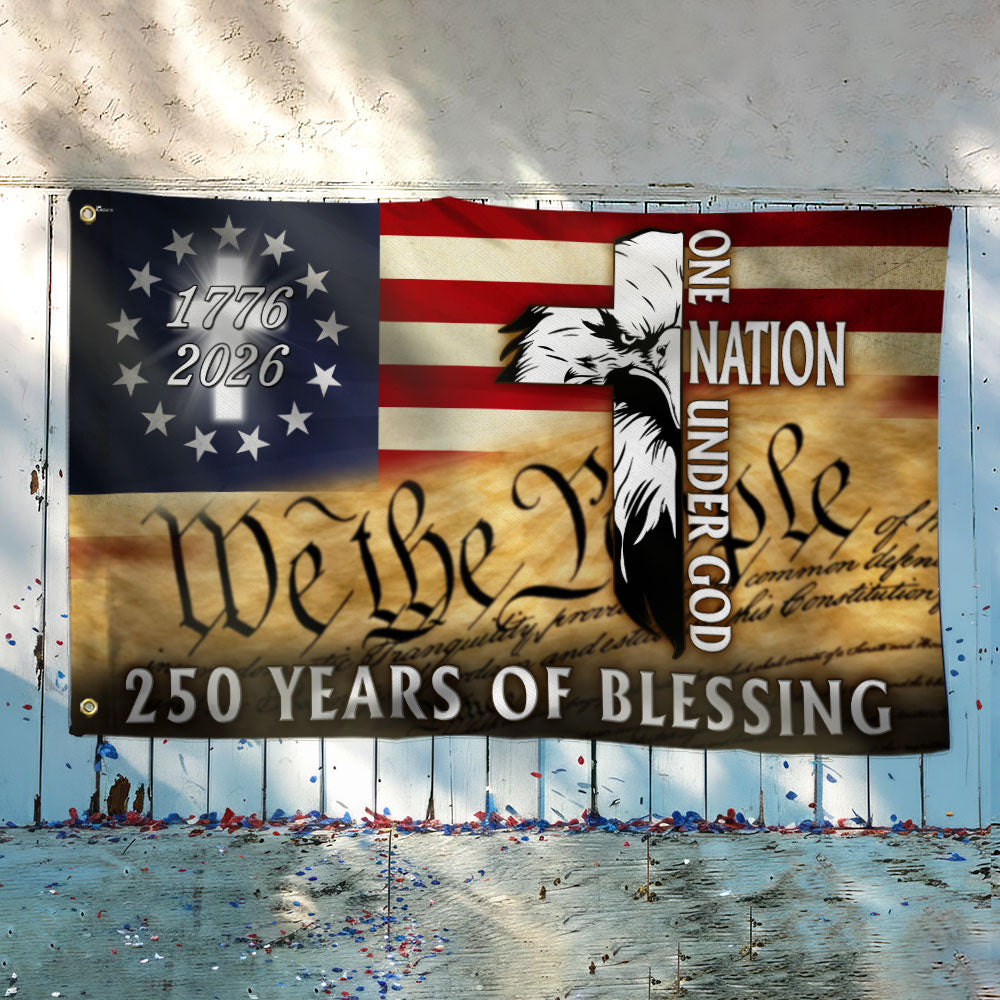 250 Years of Blessing Grommet Flag, 1776 2026 Patriotic Eagle with Cross Decor