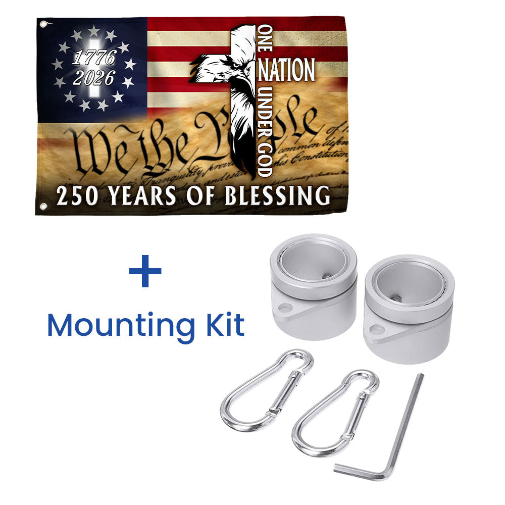 250 Years of Blessing Grommet Flag, 1776 2026 Patriotic Eagle with Cross Decor