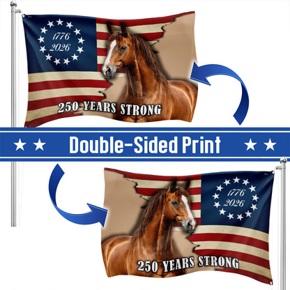 250 Years Strong Horse American Grommet Flag for Farm Patriotic Decor