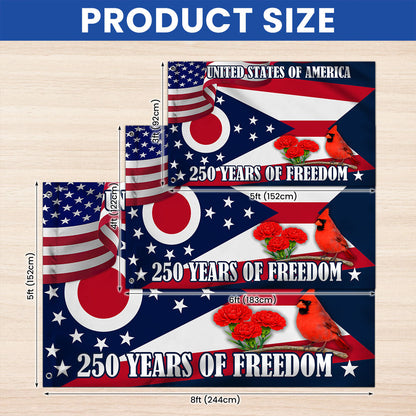 Ohio Flag, 250 Years of America Ohio State US Grommet Flag