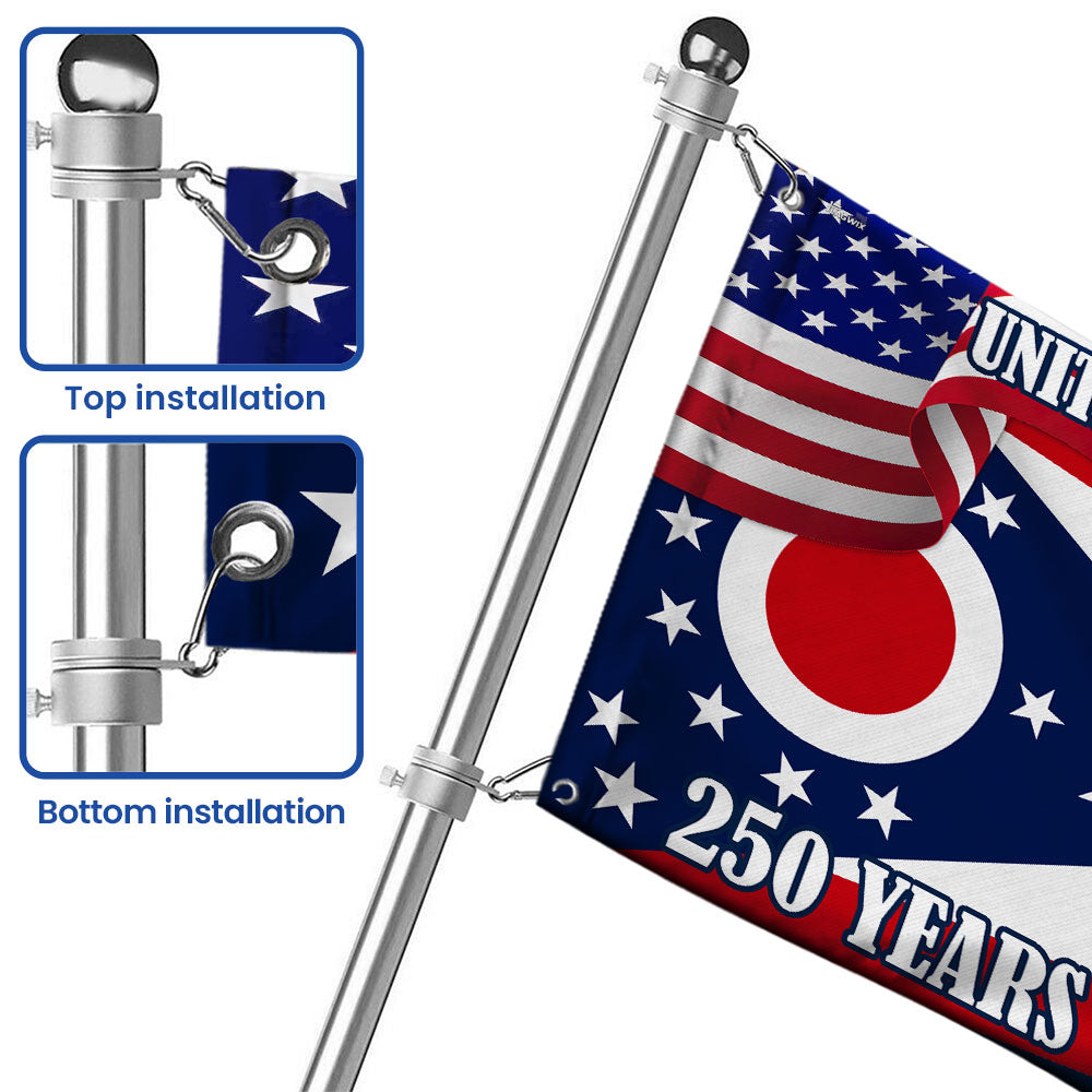 Ohio Flag, 250 Years of America Ohio State US Grommet Flag