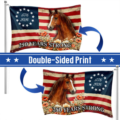 Horse American Grommet Flag, 250 Years Strong Horse Farmhouse Decor