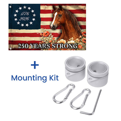 Horse American Grommet Flag, 250 Years Strong Horse Farmhouse Decor