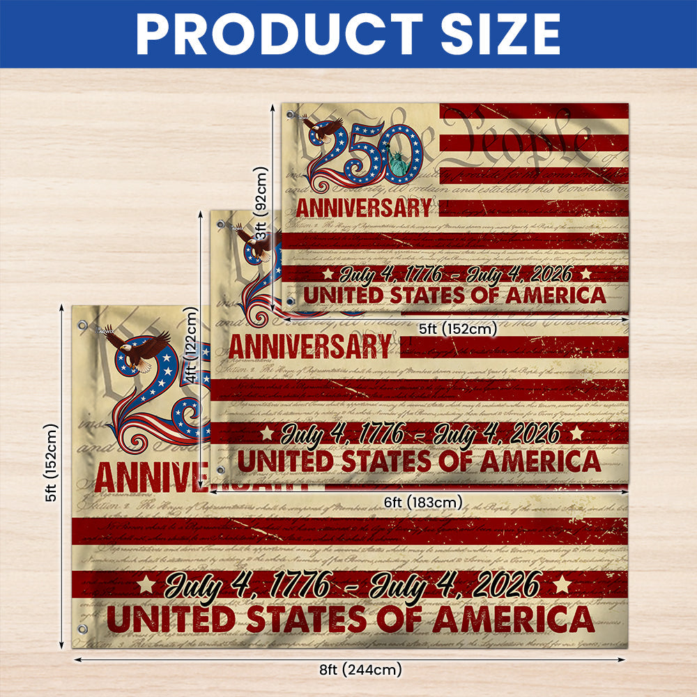 Flagwix 250th Anniversary US Grommet Flag - July 4, 2026 United States of America