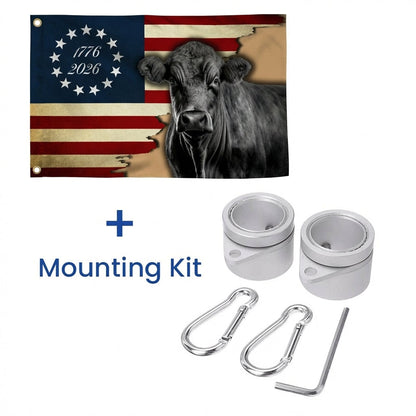 1776 2026 Black Angus Cattle Proud Farmer Farm Life Grommet Flag