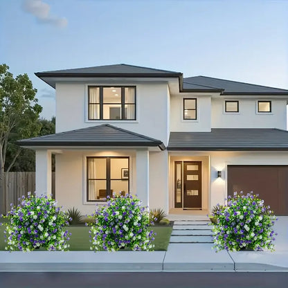 Artificial potted trees with ground stakes