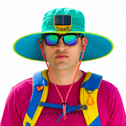 ⚡ Solar Powered Fan Sun Hat | 🛡️ UPF 50+ UV Protection Wide Brim Cooling Cap | 🔋 USB Rechargeable & Breathable for Fishing 🎣, Hiking ⛰️ & Gardening 🌻