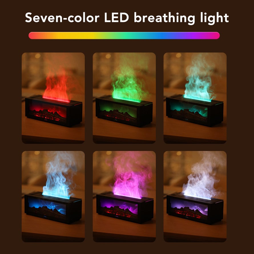 🔥🔥Flame Fireplace Aroma  Diffuser Humidifier Night Light Aromatherapy Timer Gift Atmosphere