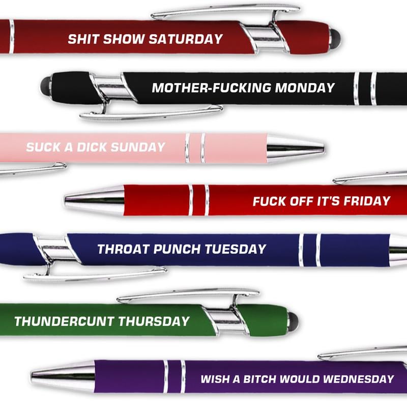 🔥Last Day Promotion 50% OFF💝Funny Stress-Relief Daily Quotes Metal Ballpoint Pen Set (7 Pcs) | 🎁Office Christmas Gift Exchange