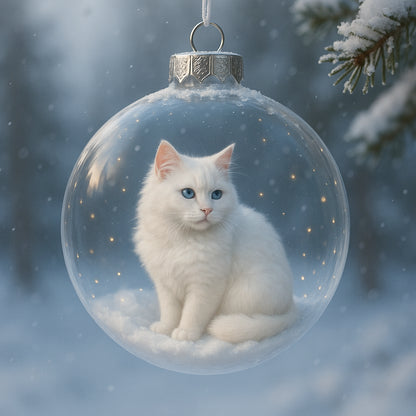 Cute Cat Christmas Glass Ornaments Collection