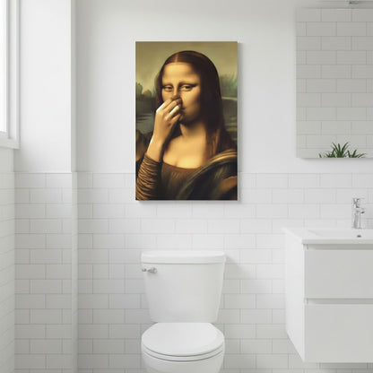 🏆Black Friday 60% OFF-Mona Lisa Holding Nose Bathroom Canvas Art