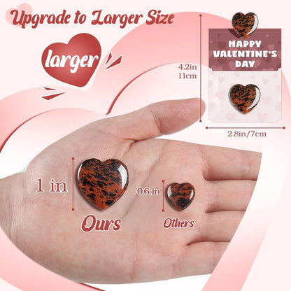 Valentine's Day Gem Gifts for Kids & Adults – 24-Pack Prefilled Cards with Heart-Shaped Gemstones