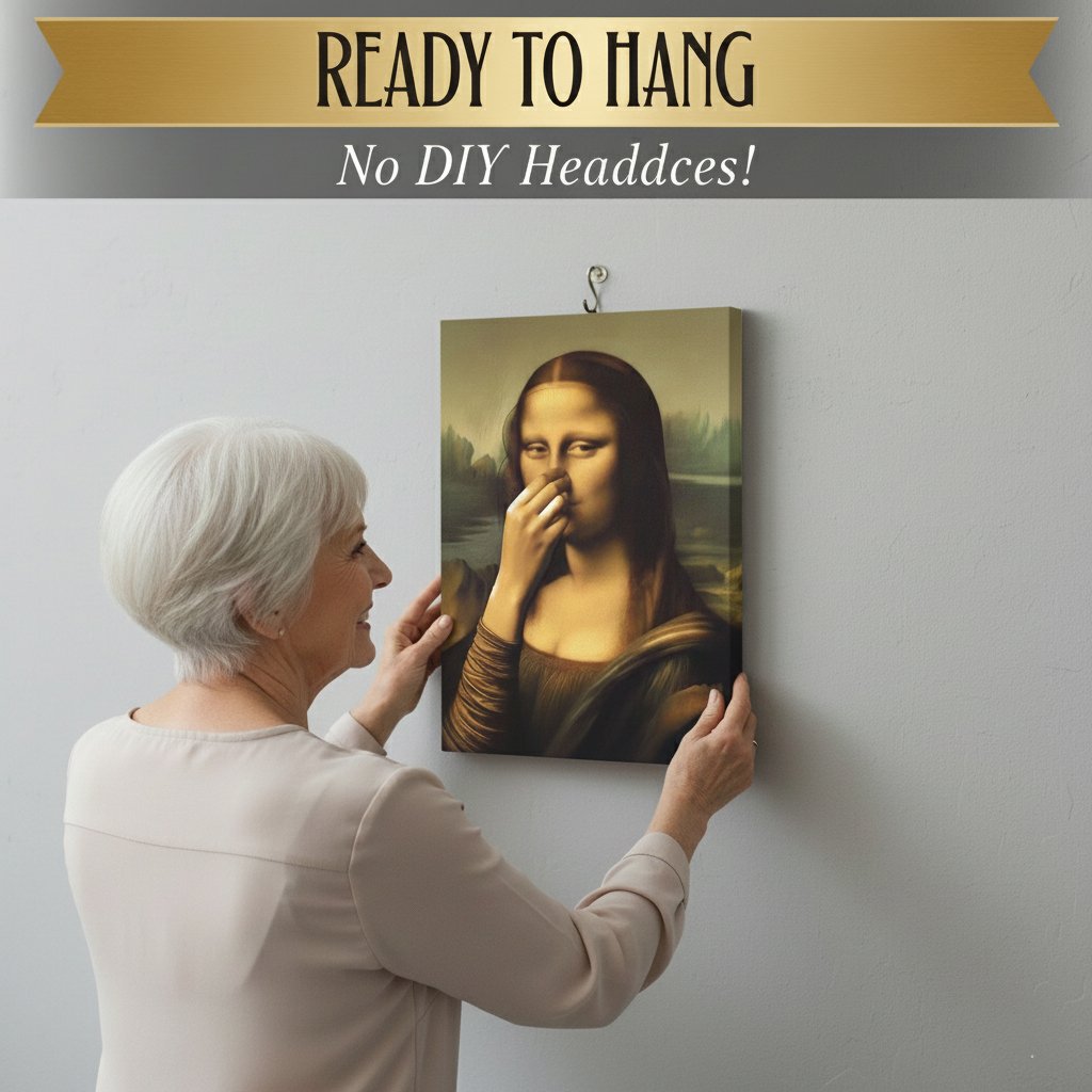 🏆Black Friday 60% OFF-Mona Lisa Holding Nose Bathroom Canvas Art