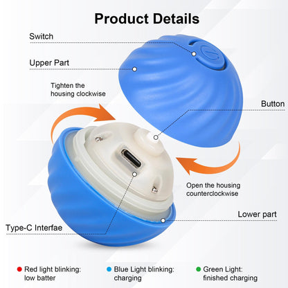 2pcs Smart Interactive Dog Toy Ball, Active Rolling Wicked Ball with Automatic Bouncing and Rotating for All Dogs