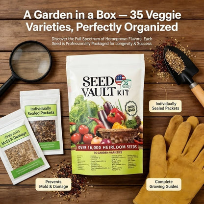 🥦Ultimate Survival Seed Vault (16,000+ Seeds) | 35 Variety Pack🌿|50-Year Shelf Life