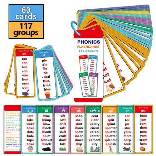 🎁Last Day 50% OFF🔥Phonics Word Cards 117 Sound Groups 900+ Rhyming Words Preschool English Discovery Joy