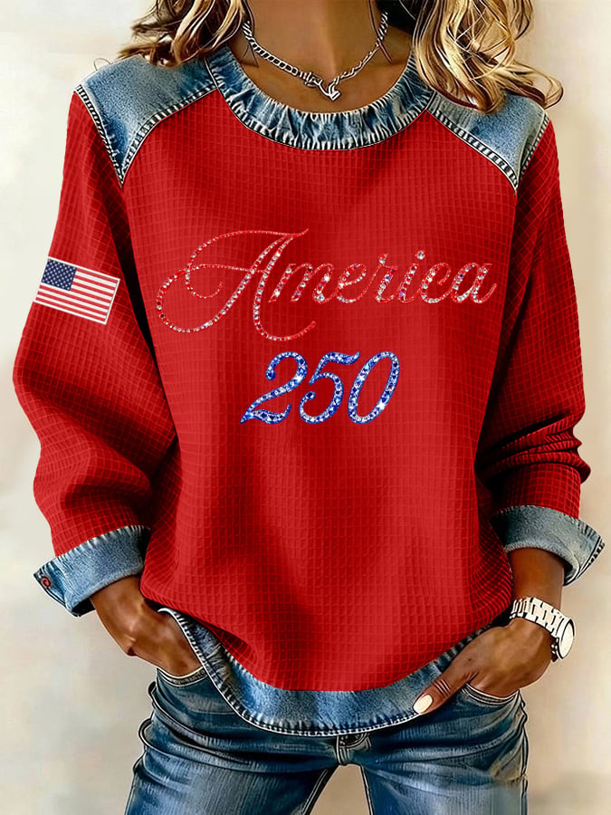 Women's 250th Anniversary Patchwork Casual Sweatshirt