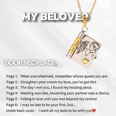 💌My Book Necklace for Daughter,Son or Lover🎁Birthday Day Gift Graduation Jewelry of Love